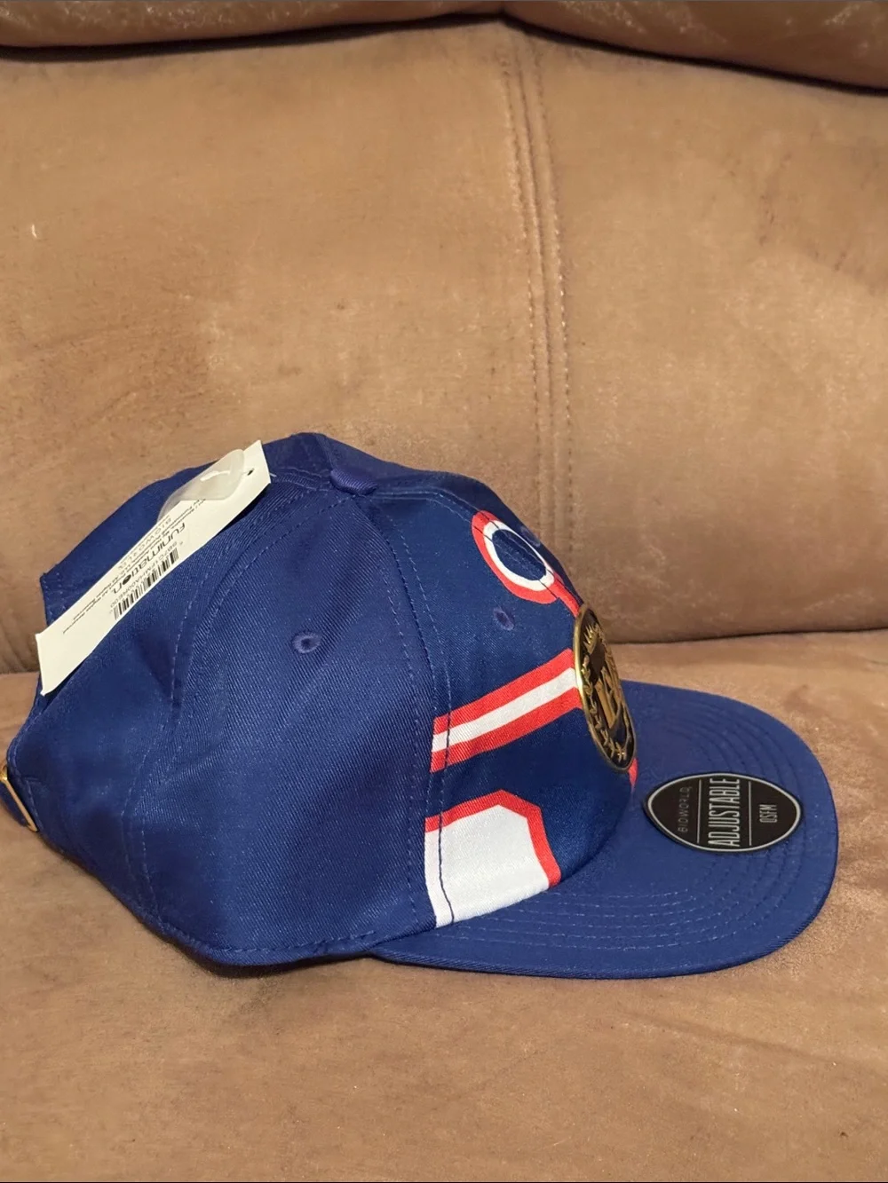 Bioworld Blue Snapback Hat with Red & White Accents and Gold Emblem